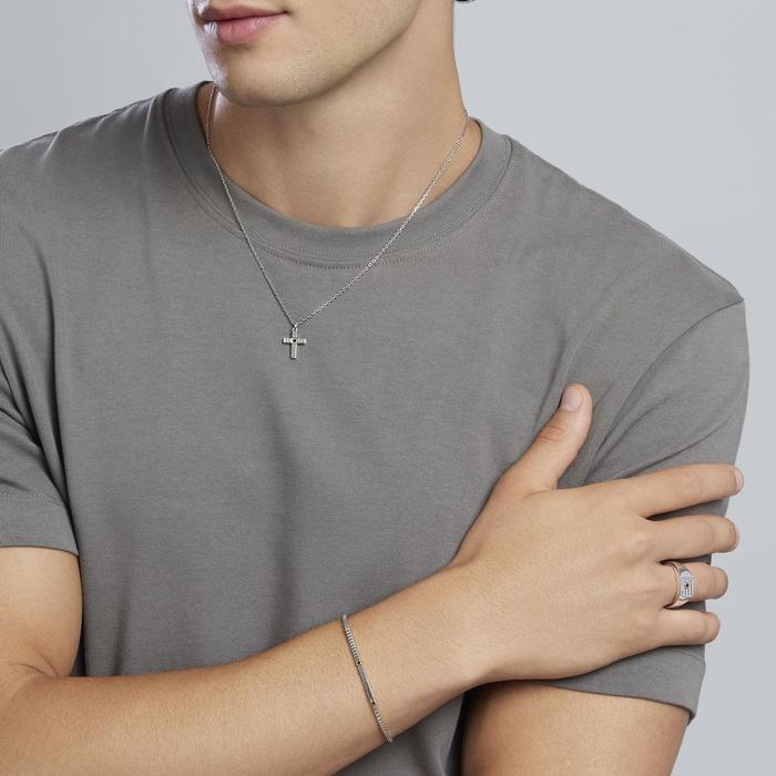 Bracciale con catena veneta e piastra Geometrico