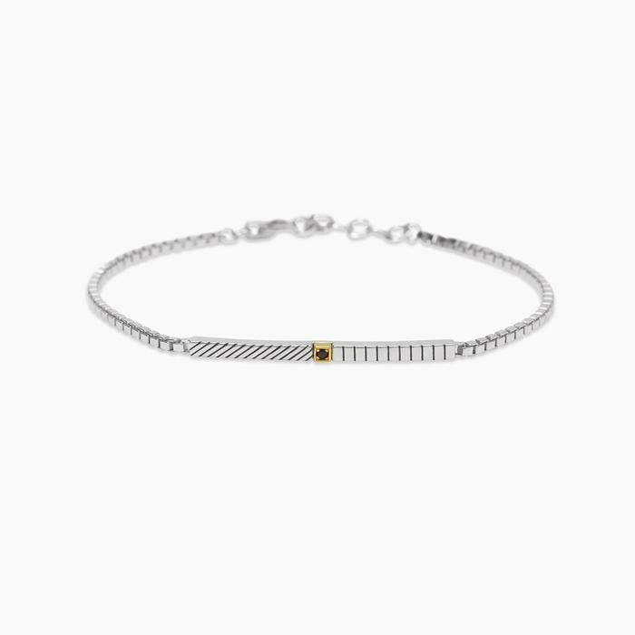 Bracciale con catena veneta e piastra Geometrico