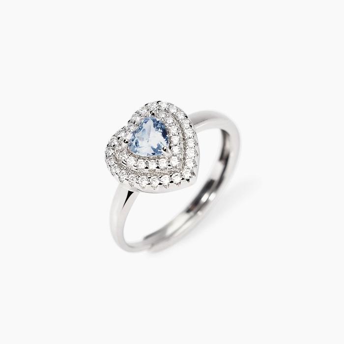 Anello con cuore in acquamarina sintetica LOVE AFFAIR