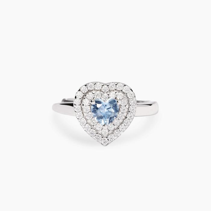Anello con cuore in acquamarina sintetica LOVE AFFAIR