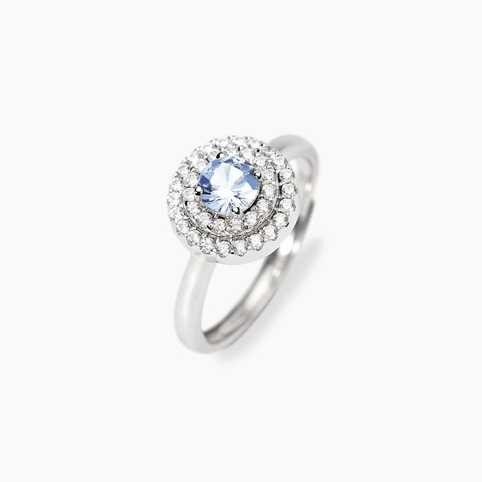 Anello con acquamarina sintetica e zirconi VITTORIA