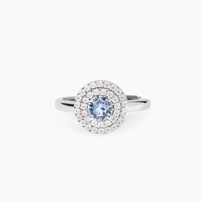 Anello con acquamarina sintetica e zirconi VITTORIA
