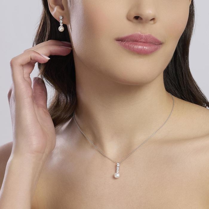 Orecchini con zirconi e perle coltivate JULIETTE