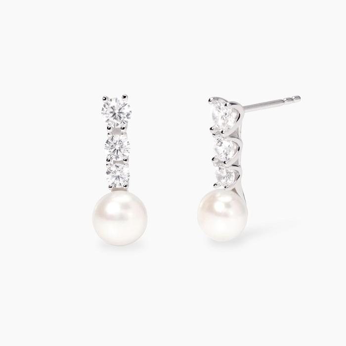 Orecchini con zirconi e perle coltivate JULIETTE