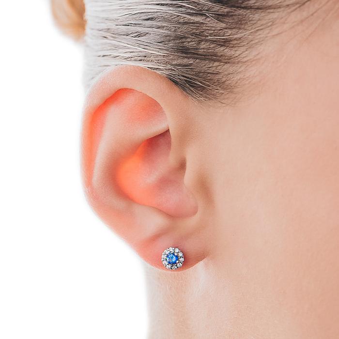 Boucles d'oreilles en or véritable et zircon saphir