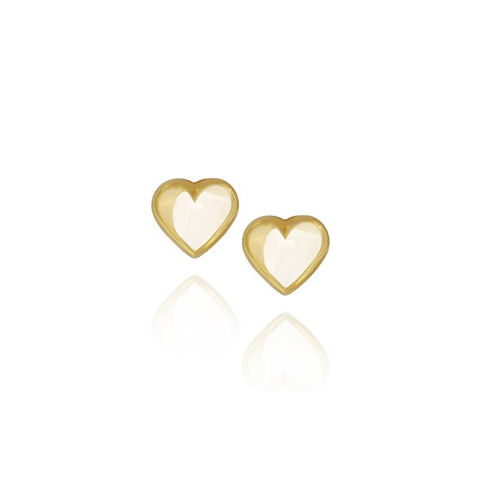 Boucles d'oreilles en or véritable en forme de cœur