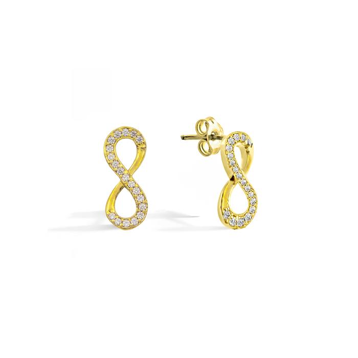 Boucles d'oreilles Infinity en or véritable et zircons