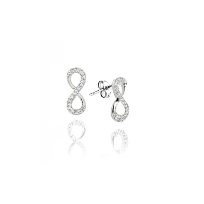 Boucles d'oreilles Infinity en or véritable et zircons