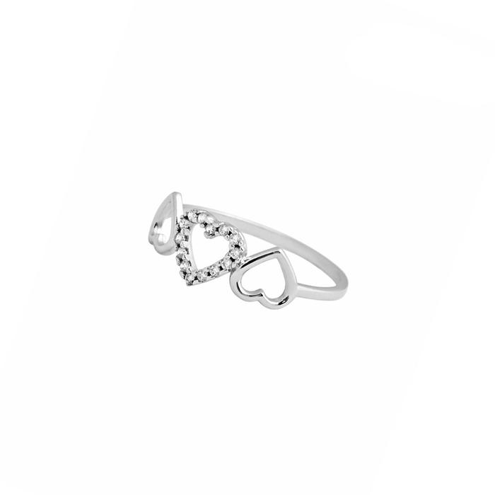 Bague en or véritable avec cœur et zircone