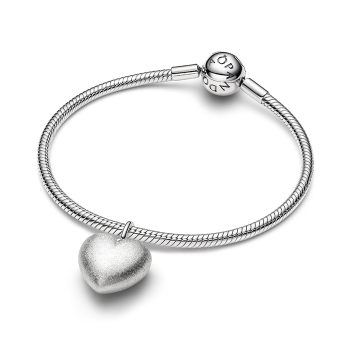 Charm Pendente Cuore Puffy effetto opaco