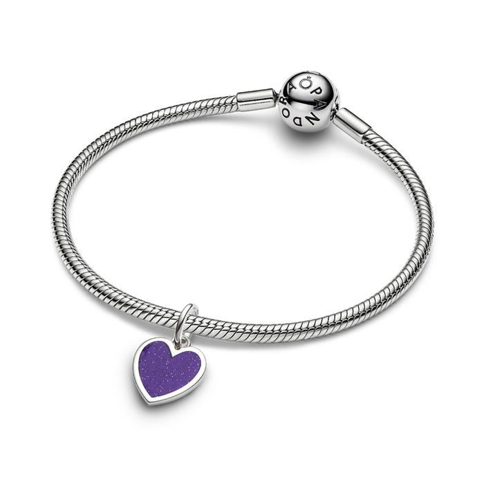 Charm Pendente Cuore Viola da incidere