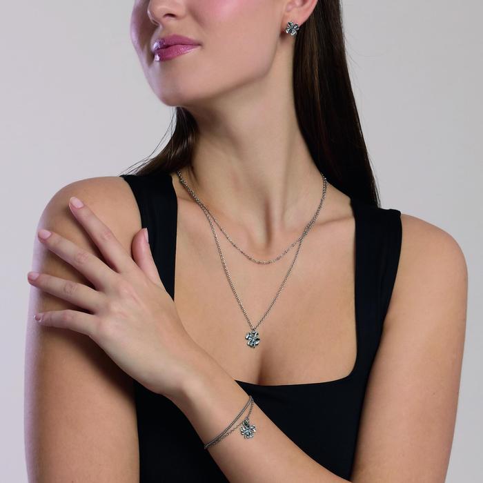 Bracciale a catene con quadrifoglio e cristallo Style 57