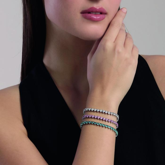 Bracciale tennis cuore con zirconi azzurri Style 60