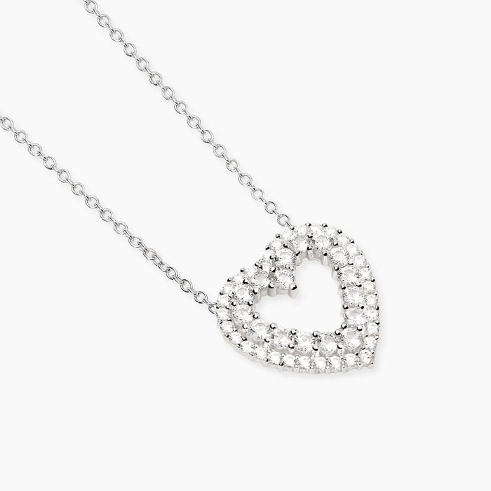 Girocollo con pendente a cuore in zirconi bianchi REGINA DI CUORI