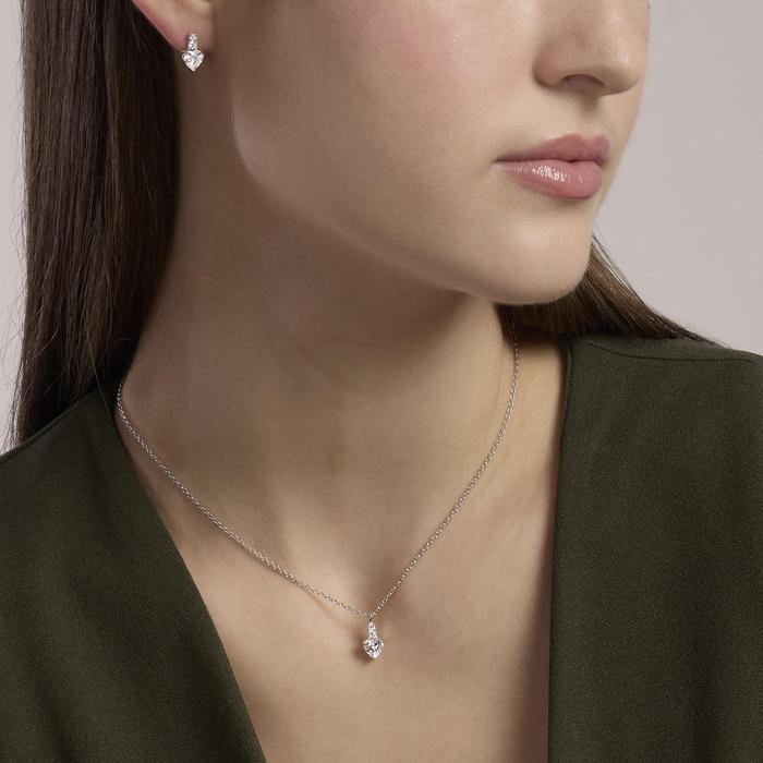 Orecchini con cuore pendente in zirconi bianchi ROUGE