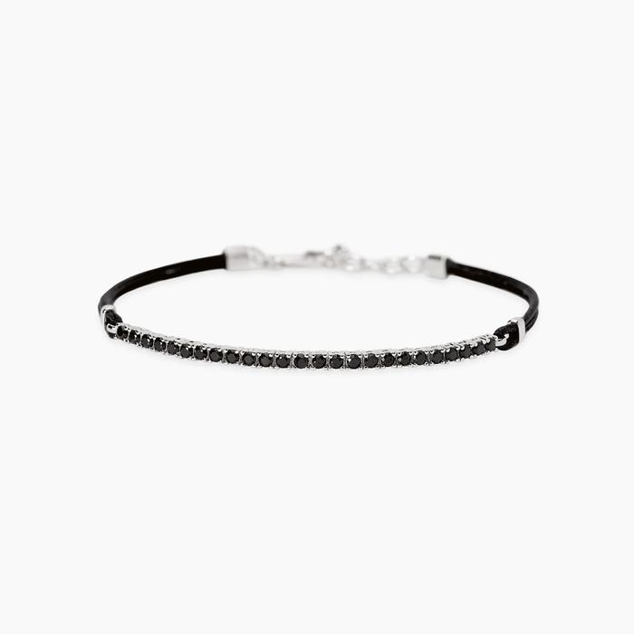 Bracciale con cordino e tennis di zirconi neri MIDNIGHT