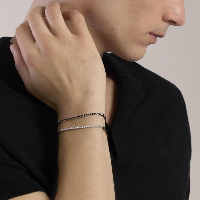 Bracciale con cordino e tennis di zirconi bianchi MIDNIGHT