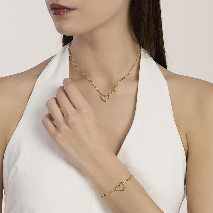 Bracciale cuore in acciaio dorato Style 64