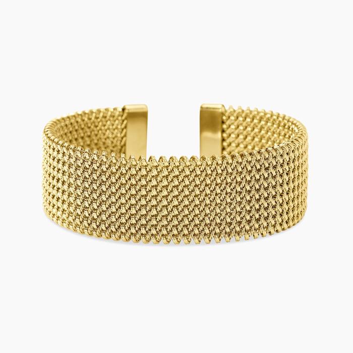 Bracciale cuff dorato con maglia mesh Style 61