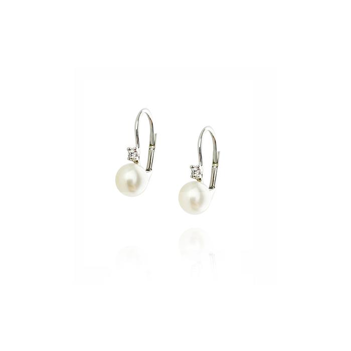 Boucles d'oreilles en or véritable, perles et zircons