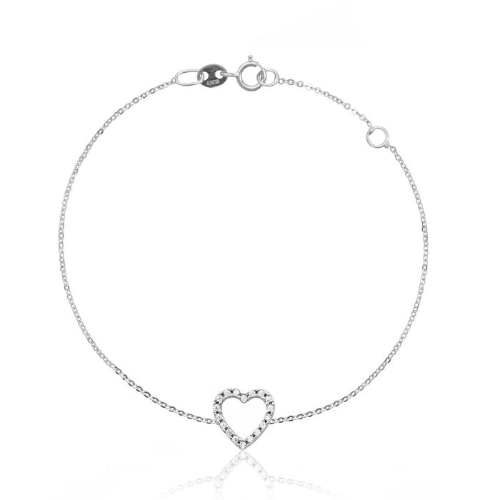 Bracelet cœur en or véritable avec zircons
