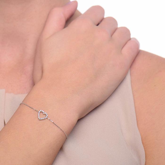 Bracelet cœur en or véritable avec zircons