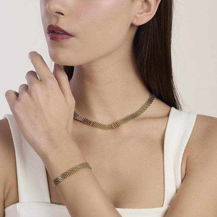 Bracciale regolabile dorato con catena mesh Style 72