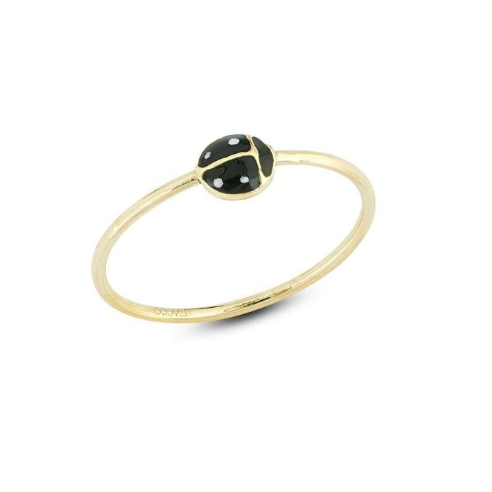Bague coccinelle en or véritable