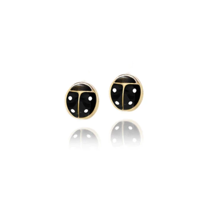 Boucles d'oreilles coccinelle en or véritable