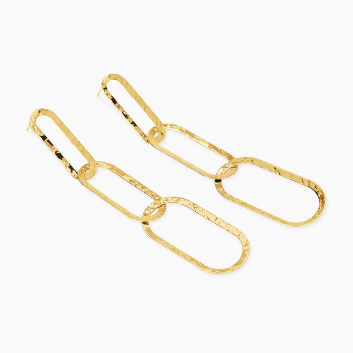 Orecchini pendenti in acciaio dorato martellato Style 83