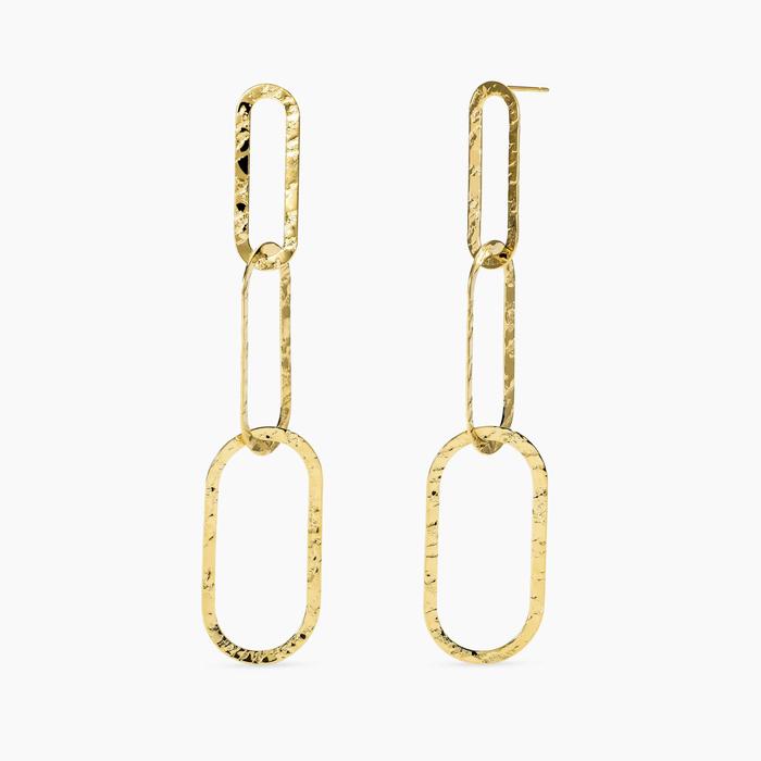Orecchini pendenti in acciaio dorato martellato Style 83