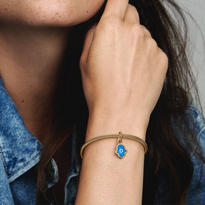 Charm Pendente Mano di Fatima Opale Blu