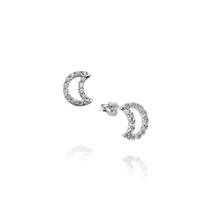 Orecchini Luna in Oro e Zirconi
