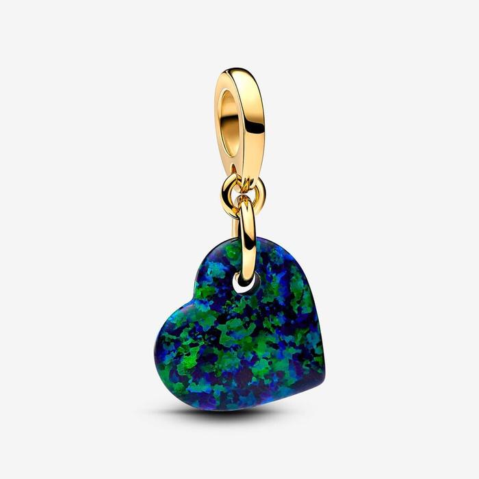 Green and Blue Opal Heart Pendant Charm