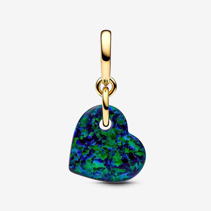 Green and Blue Opal Heart Pendant Charm