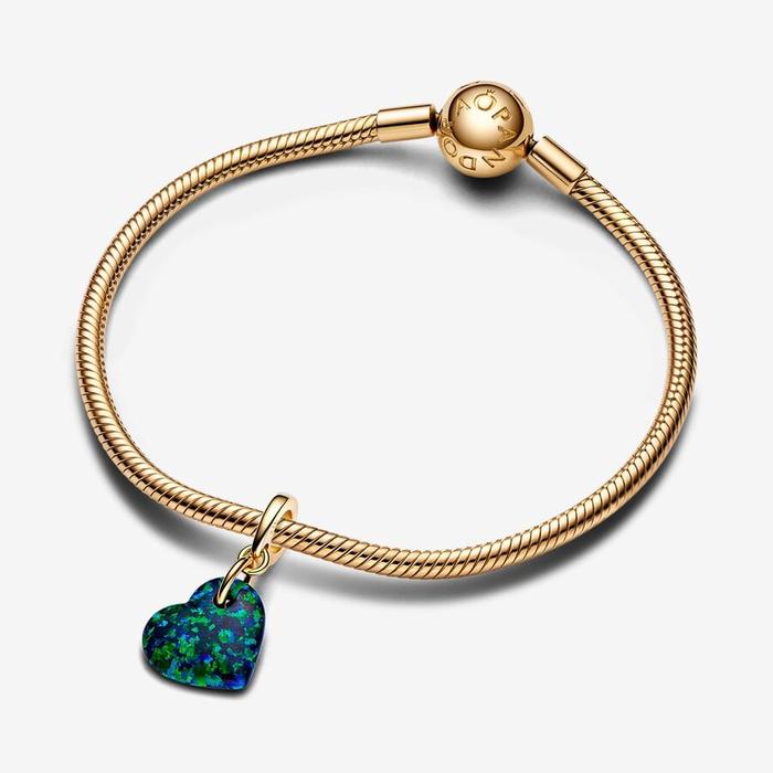 Green and Blue Opal Heart Pendant Charm
