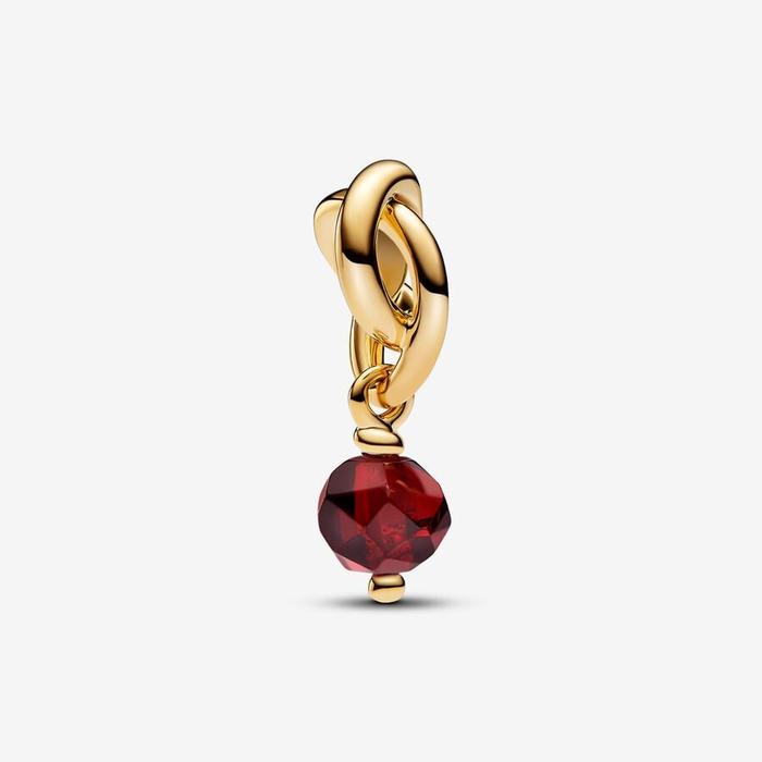 Dark Red Eternal Circle Pendant Charm January