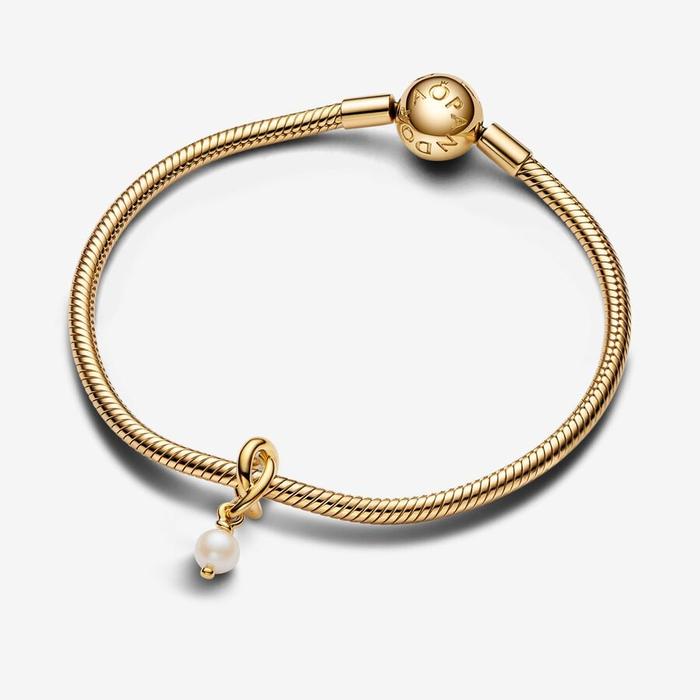 Charm Pendant Eternal Circle White Cultured Freshwater Pearl June