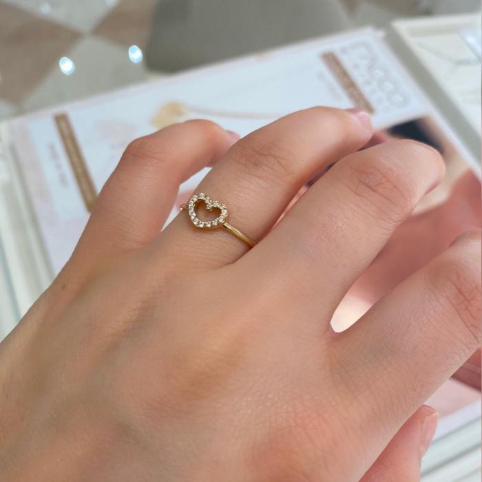 Bague en or véritable avec cœur