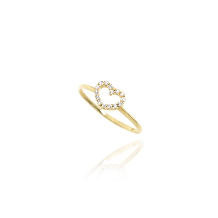 Bague en or véritable avec cœur