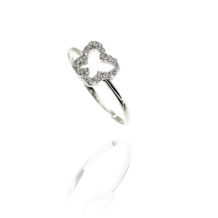 Bague papillon en or véritable et zircone