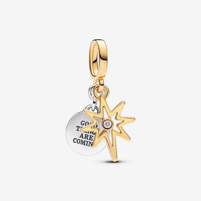 Pendant Charm North Star to be engraved with lab created diamond