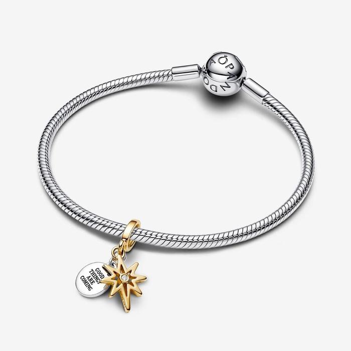 Pendant Charm North Star to be engraved with lab created diamond
