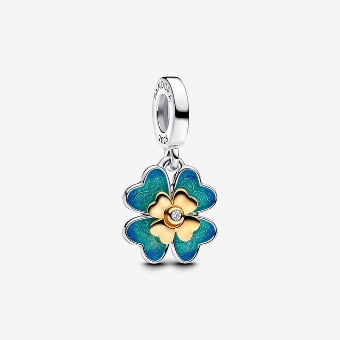 Charm Pendente Quadrifoglio con diamante coltivato in laboratorio