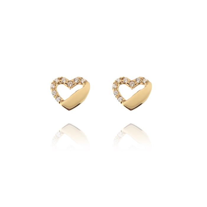 Orecchini Cuore d'Oro Vero e Zirconi