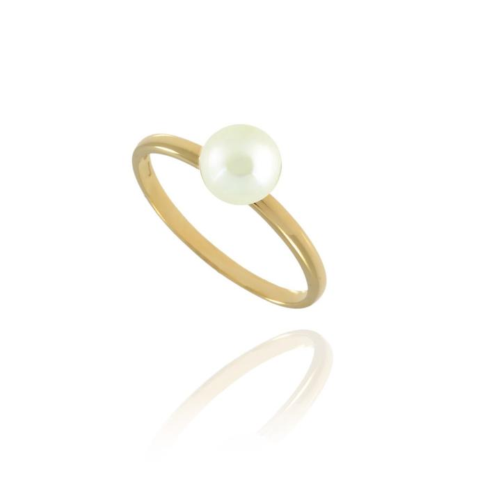 Bague en or véritable avec perle