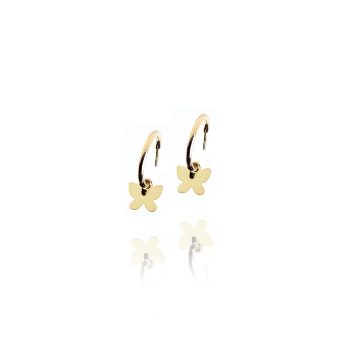 Boucles d'oreilles papillon en or véritable