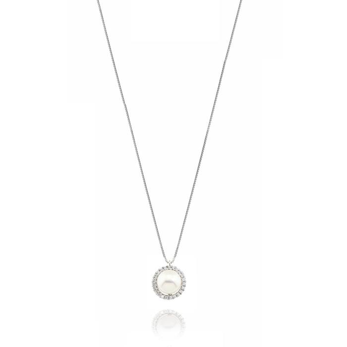 Collana Perla d'Oro Vero e Zirconi