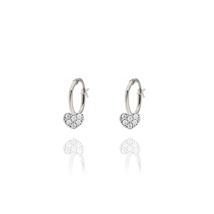 Boucles d'oreilles en or véritable avec cœur et zircon