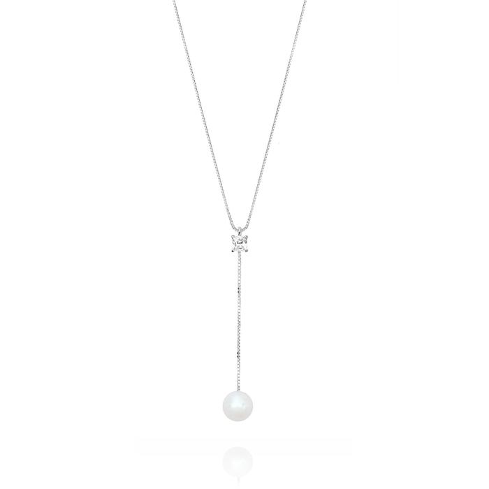 Collana Perla d'Oro Vero e Zirconi